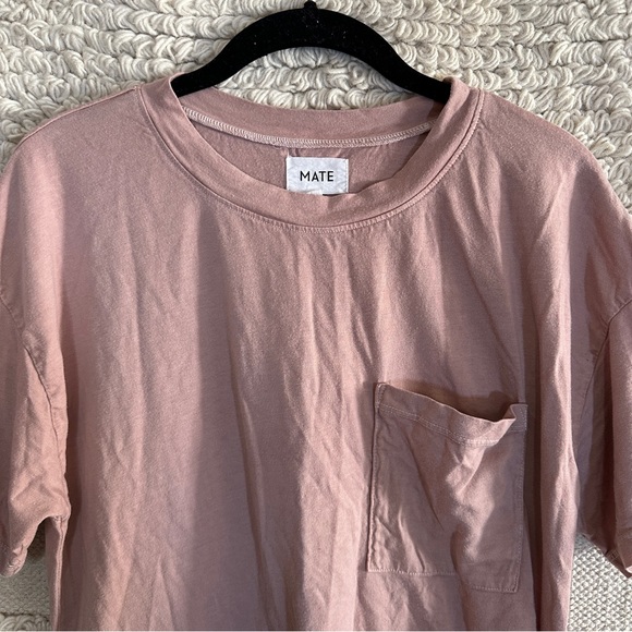 MATE THE LABEL blush pink short sleeve crewneck pocket mini t-shirt dress S - Picture 2 of 12